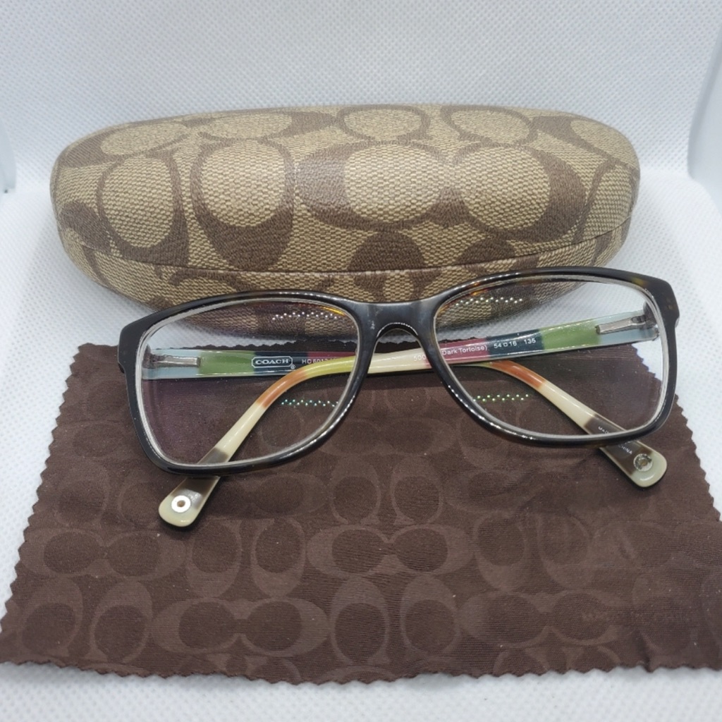 Coach Julayne Dark Tortoise Prescription Glasses Frames, Case, & Cleaning Cloth